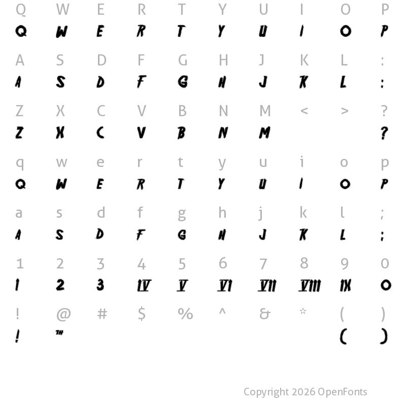 Character Map of Friday13 Bonus NFI Regular