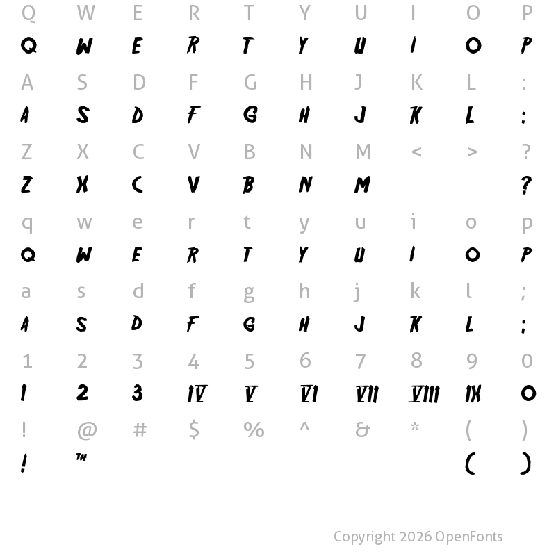 Character Map of Friday13 Regular