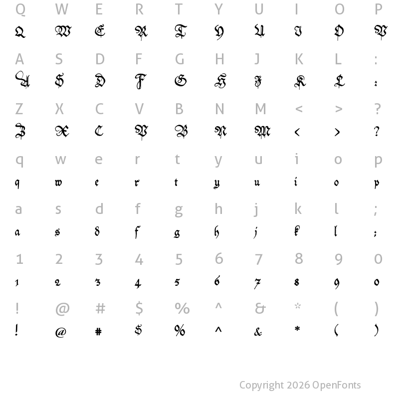 Character Map of Friedolin Regular