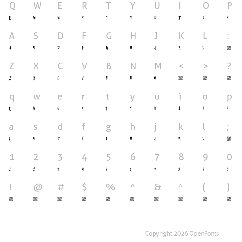 Character Map of FrightfulCarts Regular