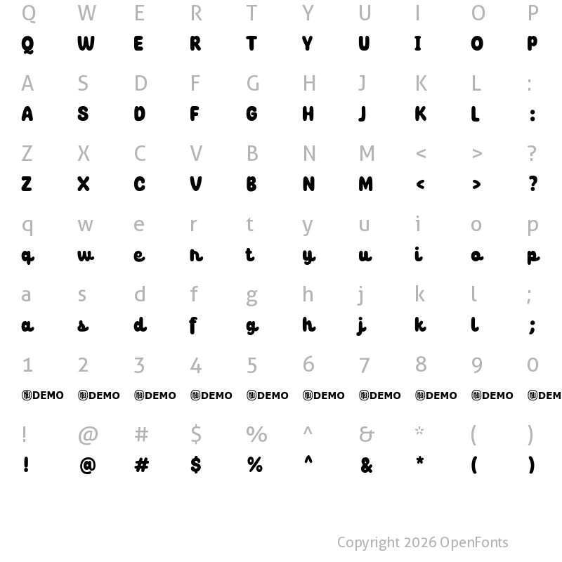 Character Map of Friskily Regular