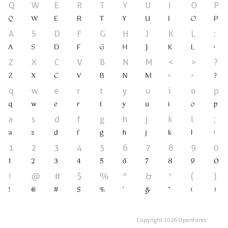 Character Map of Fritz Regular
