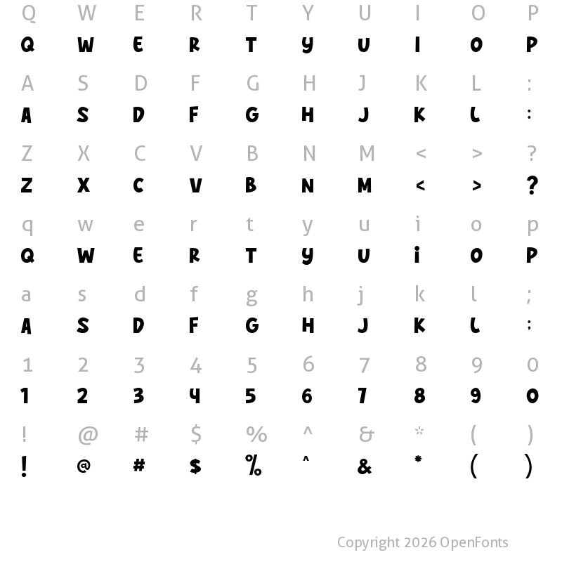 Character Map of Frogie Regular