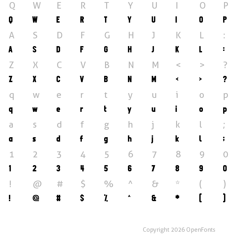 Character Map of Front Page News 1.1 Regular