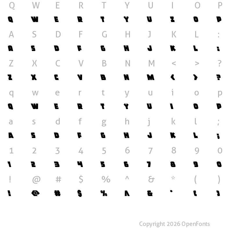 Character Map of Frost Giant Leftalic Italic