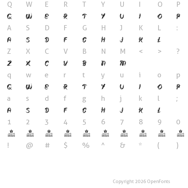 Character Map of FROSTING BW PERSONAL USE Bold