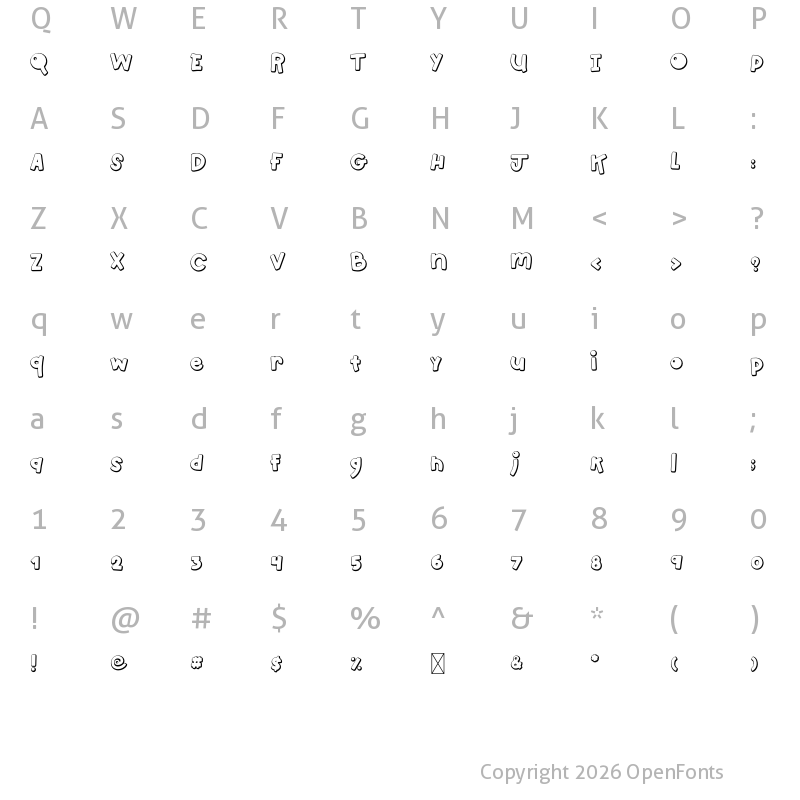 Character Map of Frozen Gnome Regular