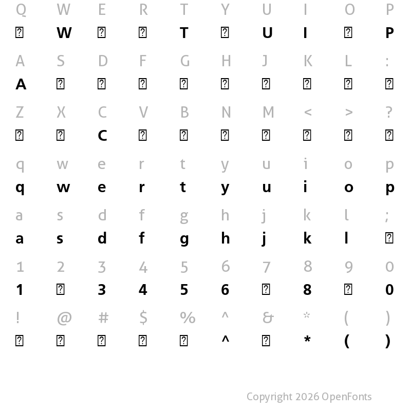 Character Map of FrutigerLTPro-Bold ?