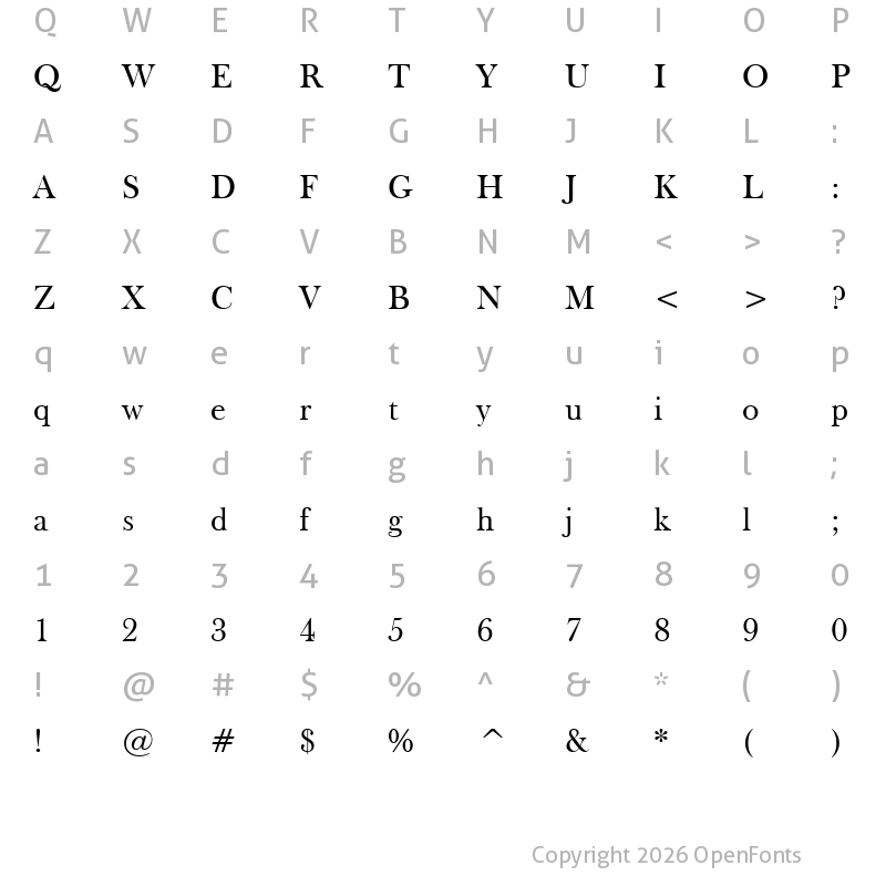 Character Map of FrysBaskerville BT Roman