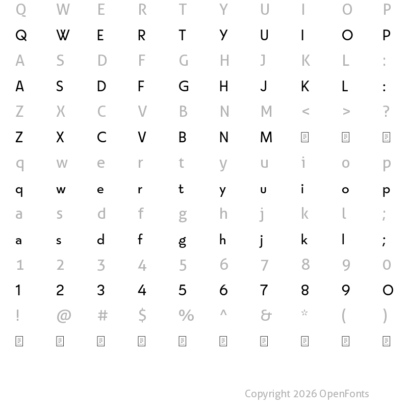Character Map of FS Split Sans Trial Regular