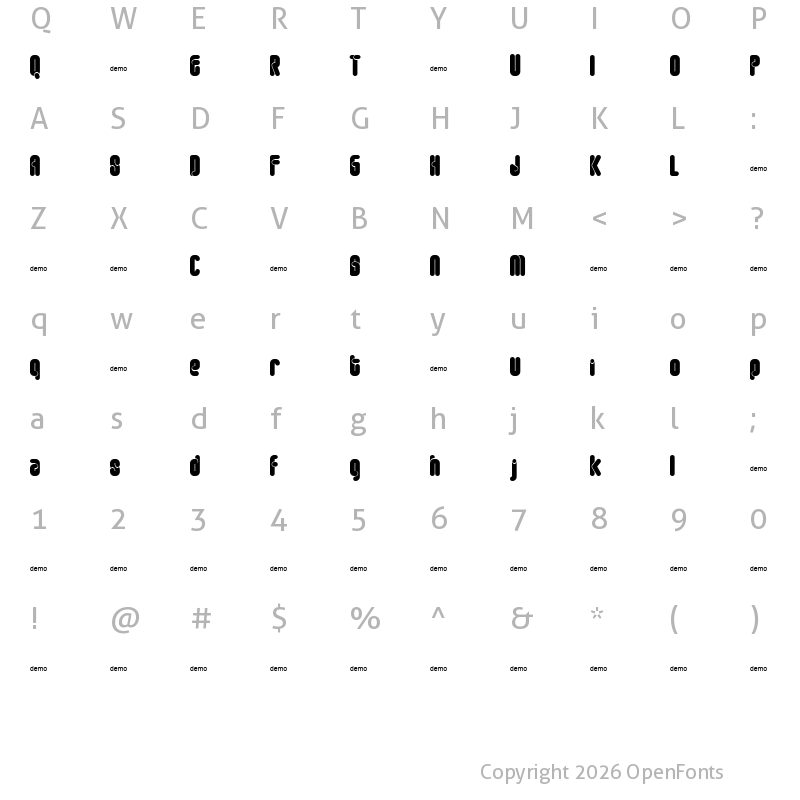 Character Map of FT Roundabout round