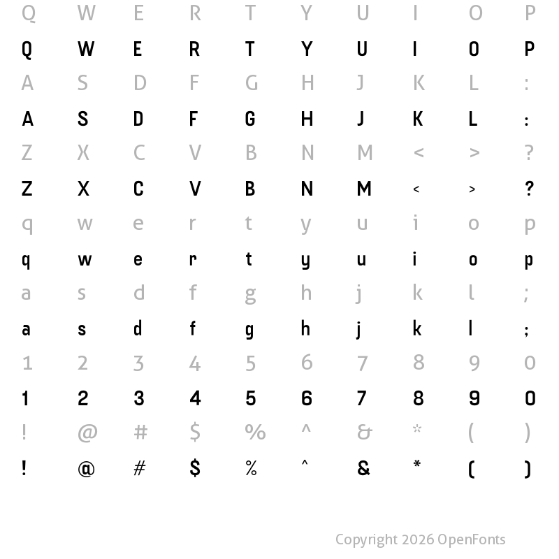 Character Map of Fuji Light