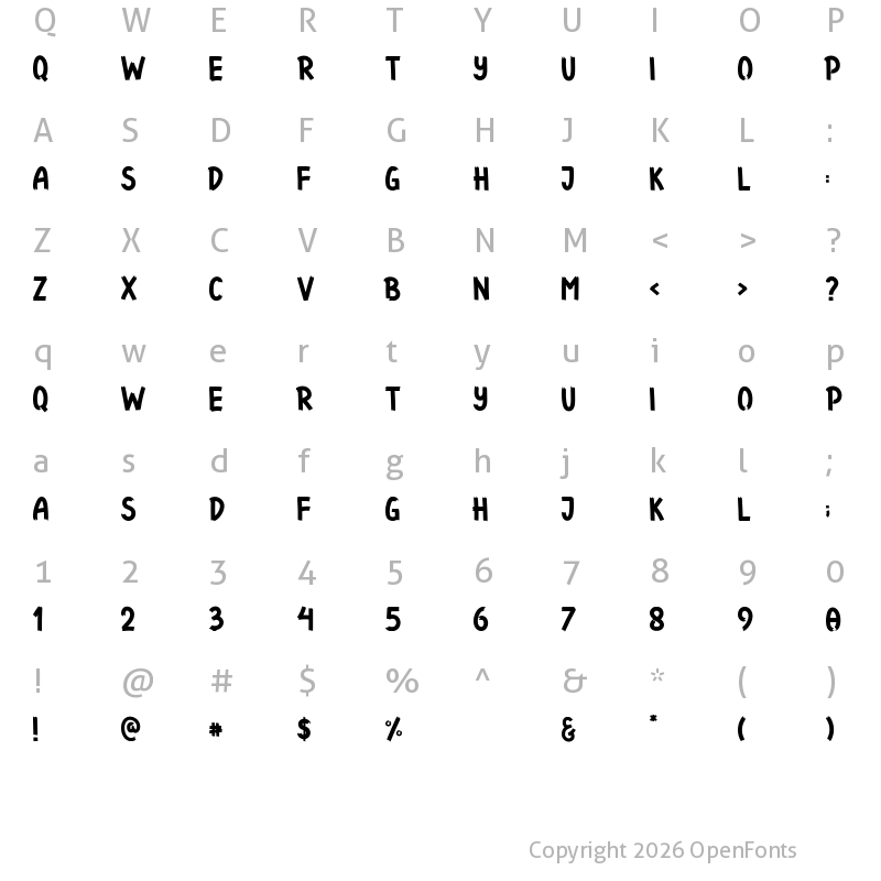 Character Map of Funbold Regular