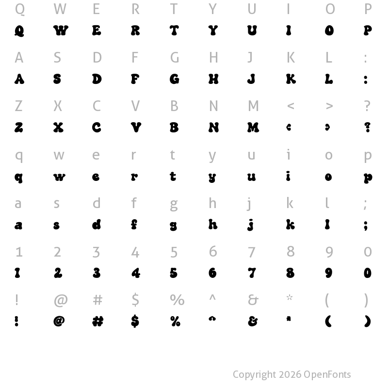 Character Map of FUNGKY GRUNGE Regular