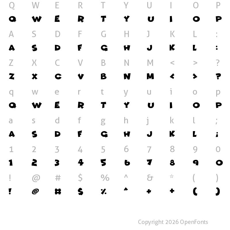 Character Map of Funhouse Regular