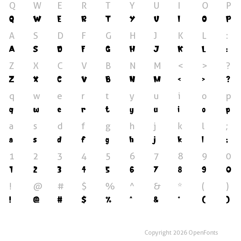 Character Map of Funicorn Regular