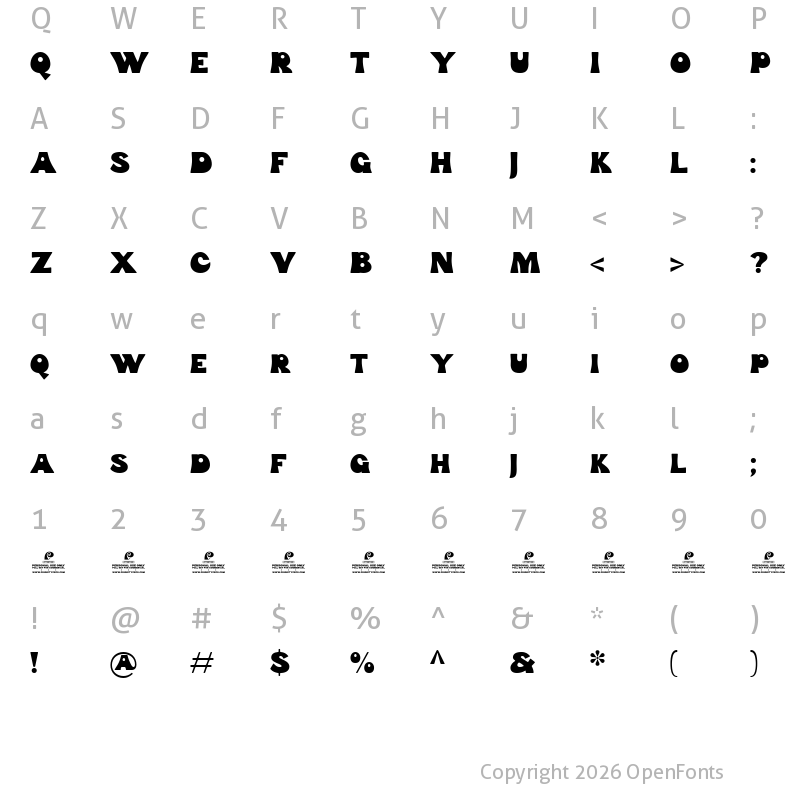 Character Map of Funk Gibson DEMO Regular