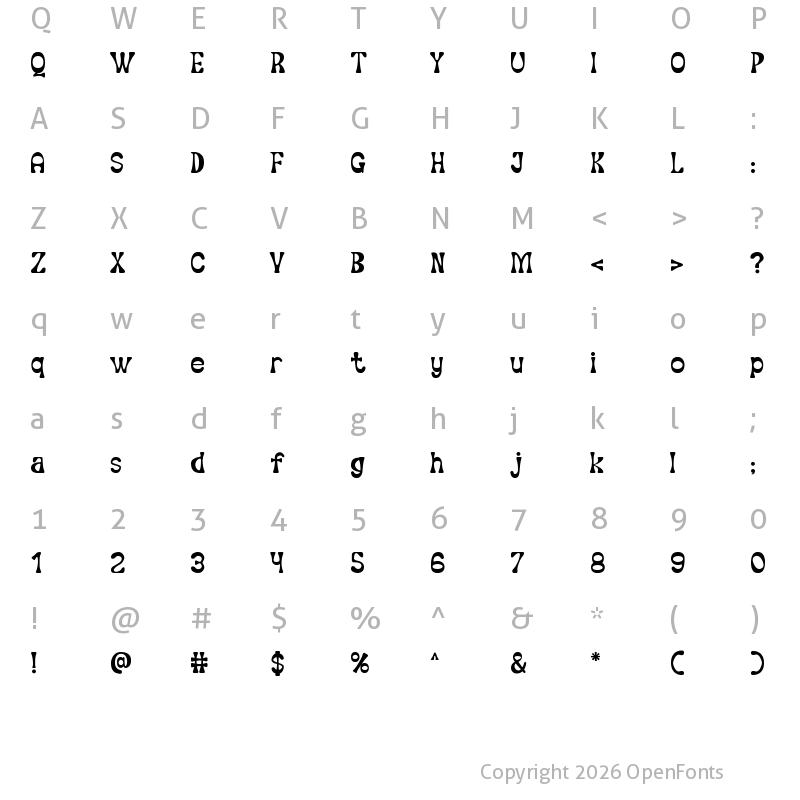Character Map of Funkorama Regular