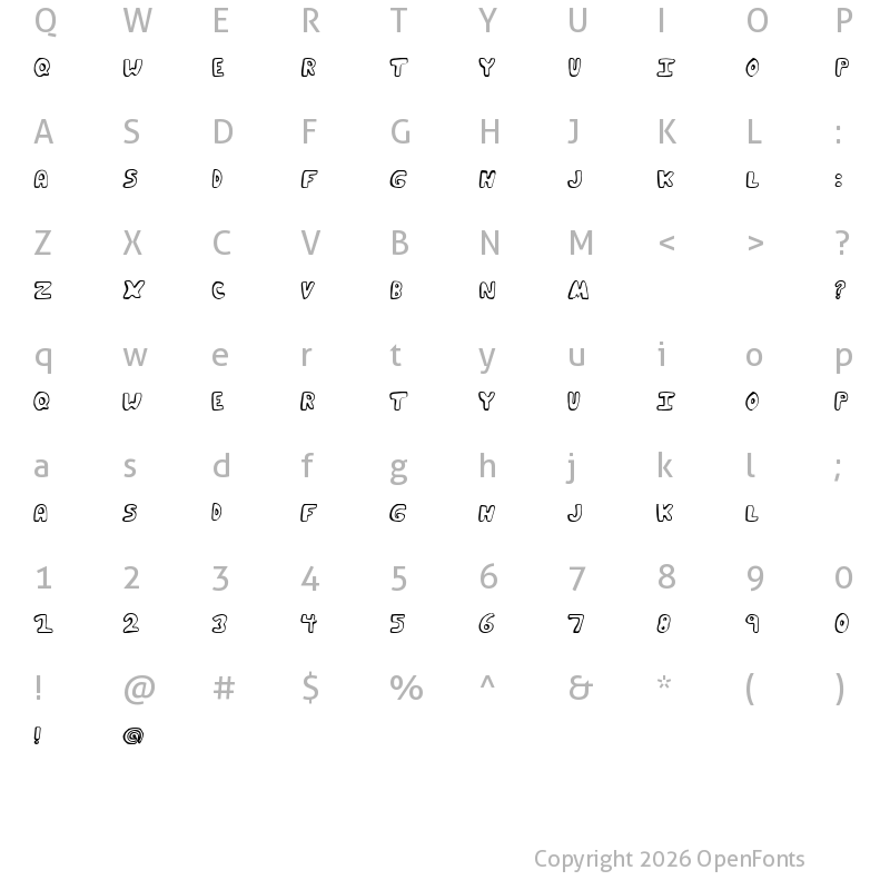 Character Map of Funky Muskrat Regular