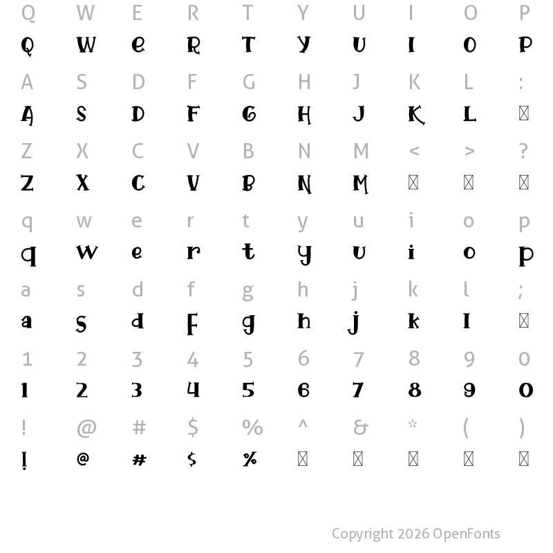 Character Map of Funky Tiger Regular