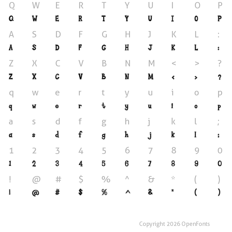 Character Map of Funny Sports Outline Regular