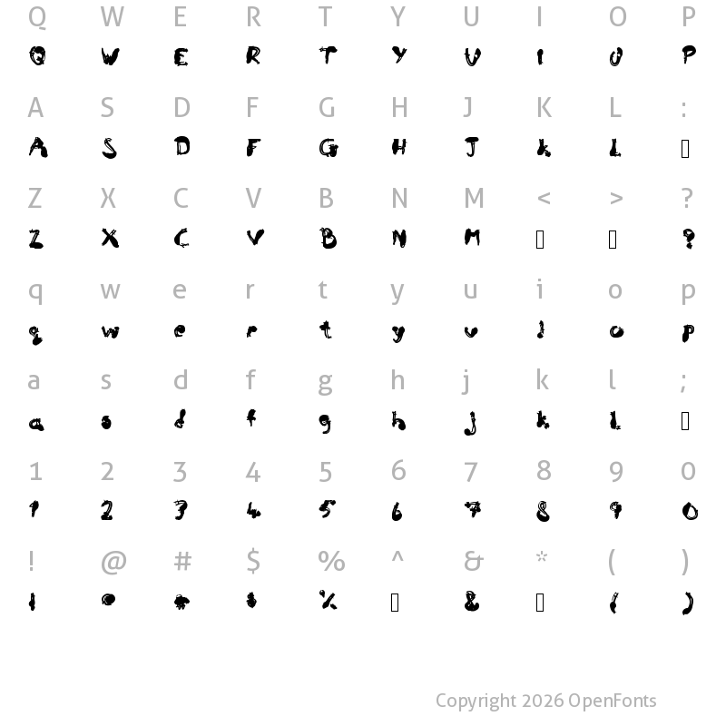 Character Map of Funny Zombie Black