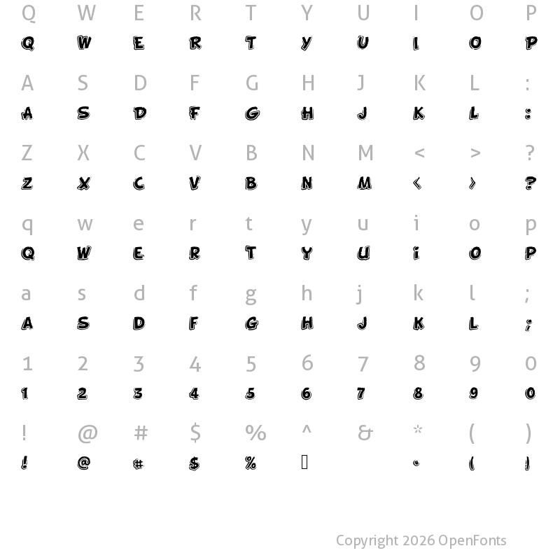 Character Map of FunnyKid Medium