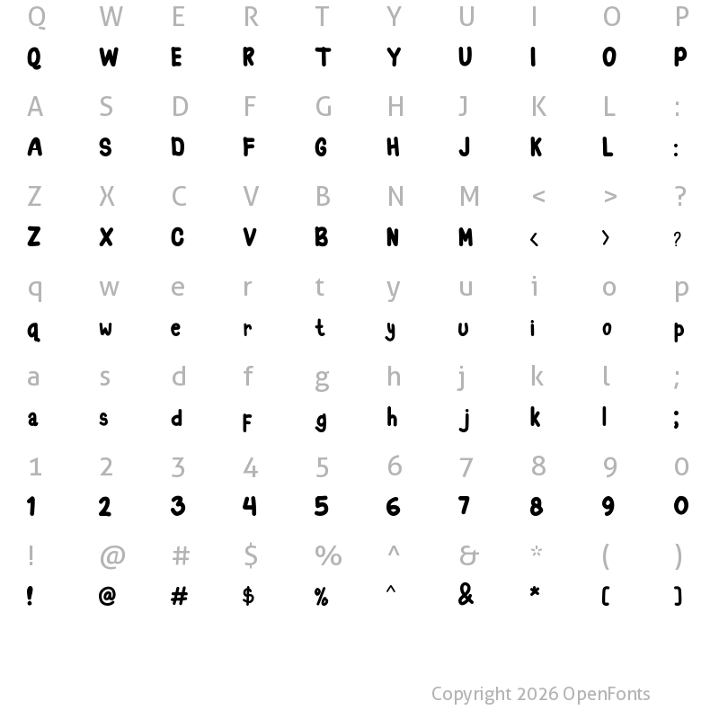 Character Map of Funplay Handrawn Font Regular