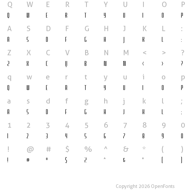 Character Map of Furgatorio Sans Regular
