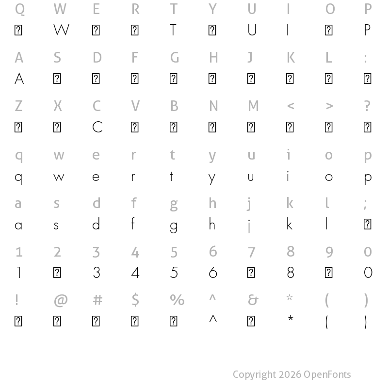 Character Map of FuturaLTPro-Light ?