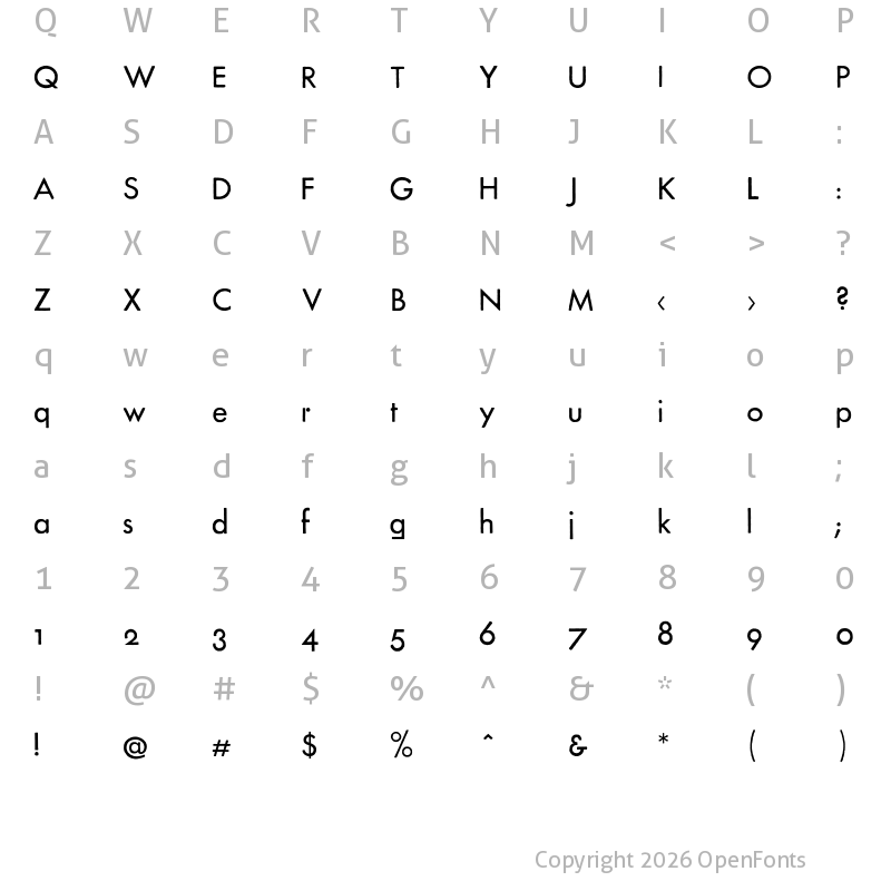 Character Map of FuturaRenner Regular