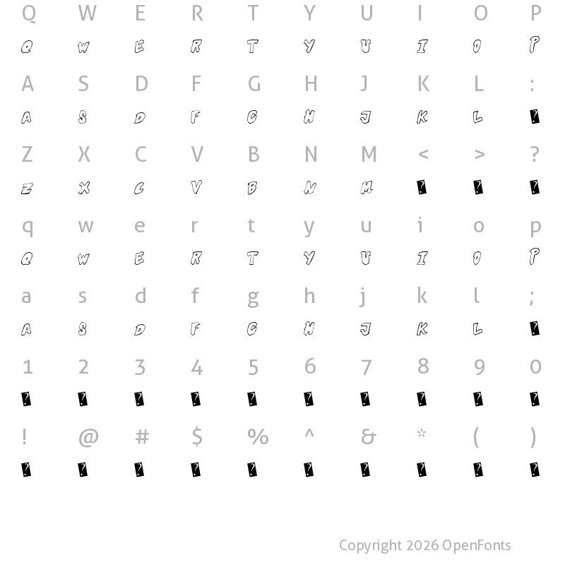 Character Map of FuturisticOutline Regular