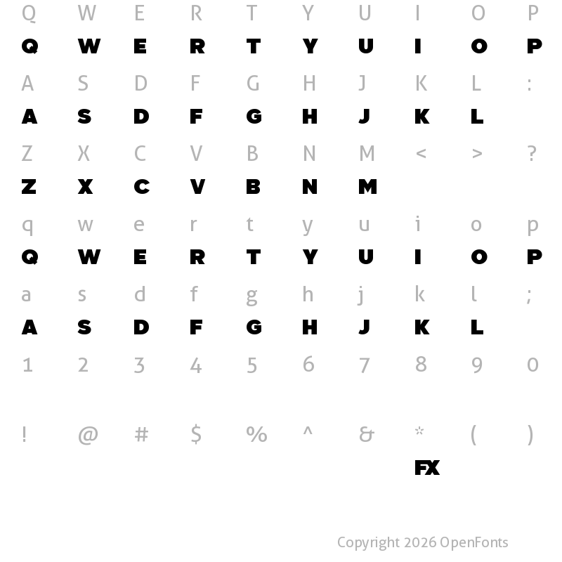 Character Map of FX Logo Bold