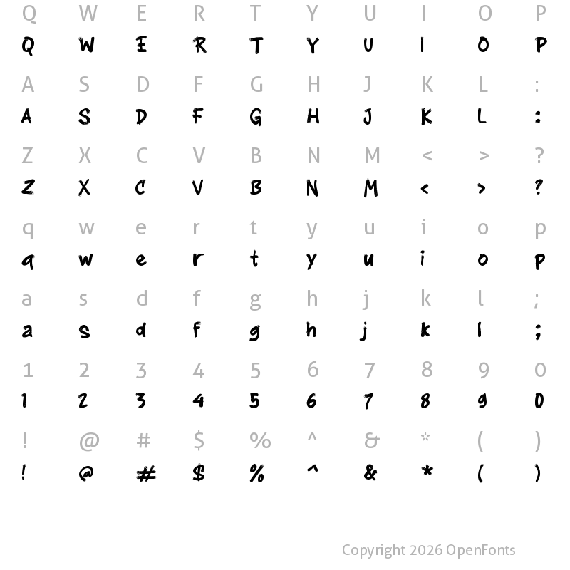 Character Map of g Glegar Regular