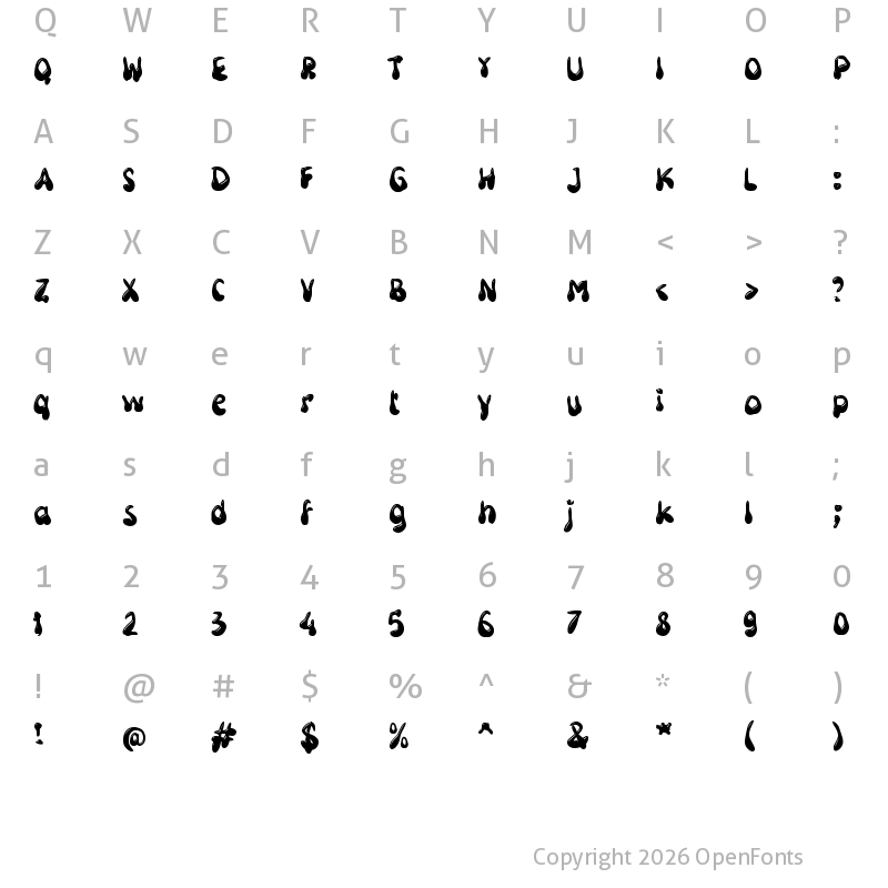 Character Map of g Groovy Cute Regular