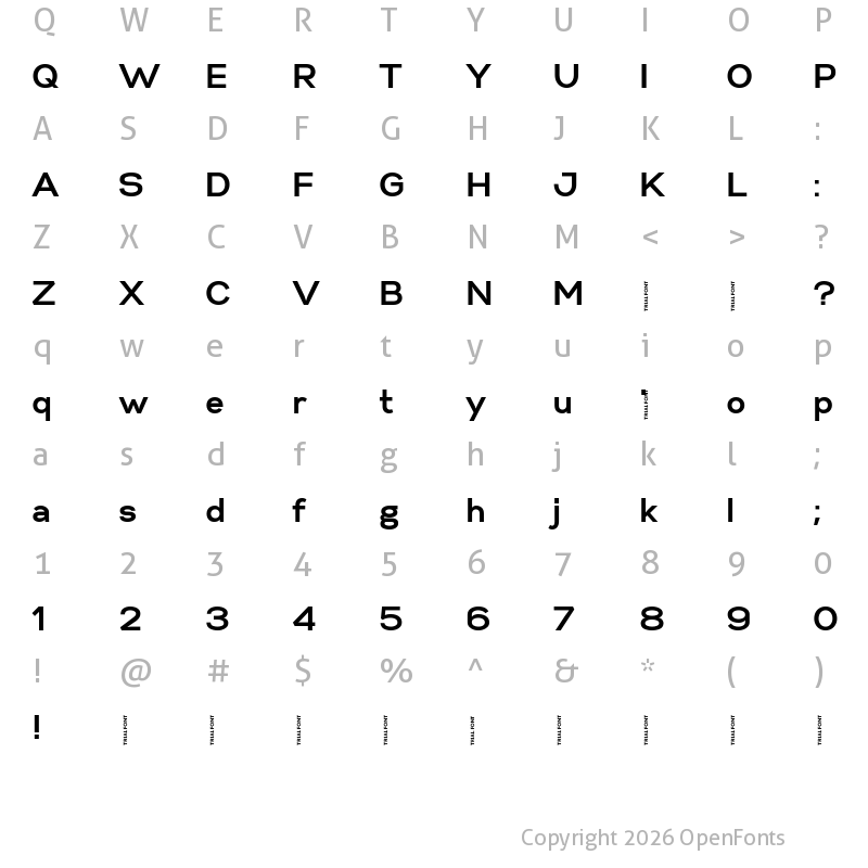 Character Map of Gabriel Sans-Trial Bold