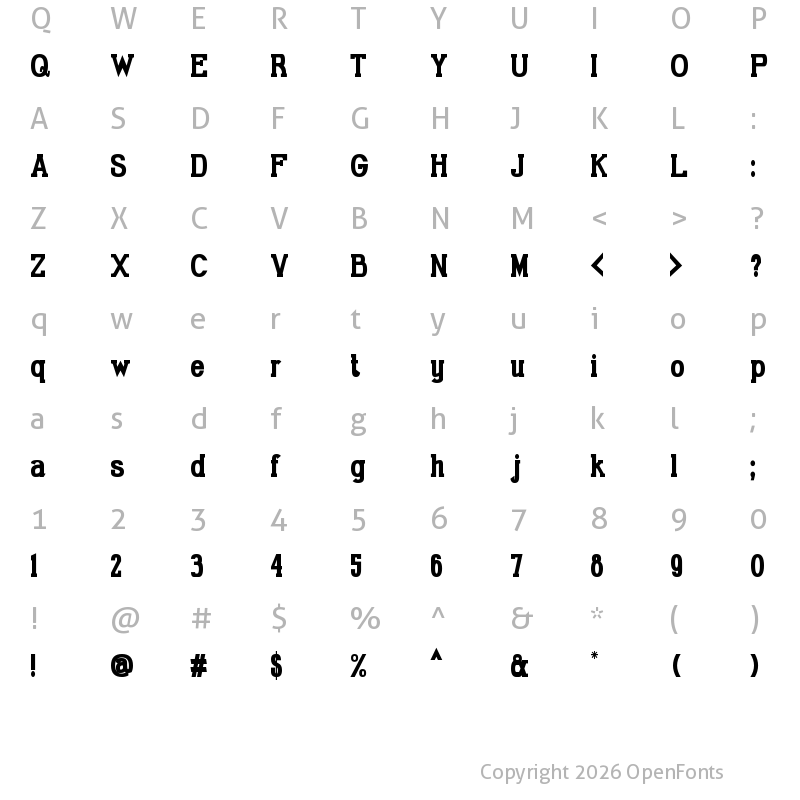 Character Map of Gabriel Serif Condensed Bold