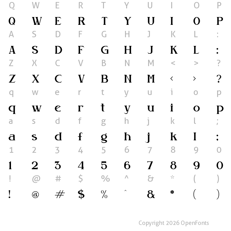 Character Map of Gabriela Spark Regular