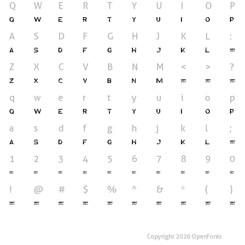 Character Map of GagalMoveOnDisplDemo Regular