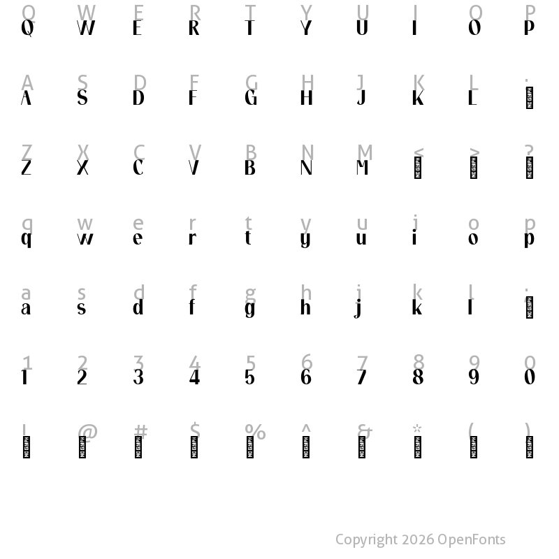 Character Map of Gailes Personal Use Regular