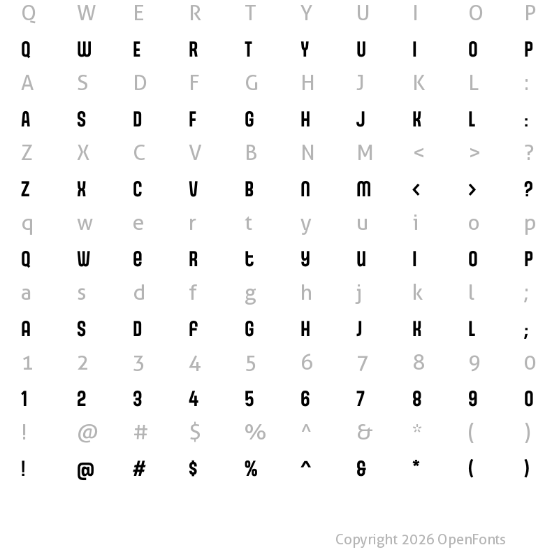Character Map of Gala Bold