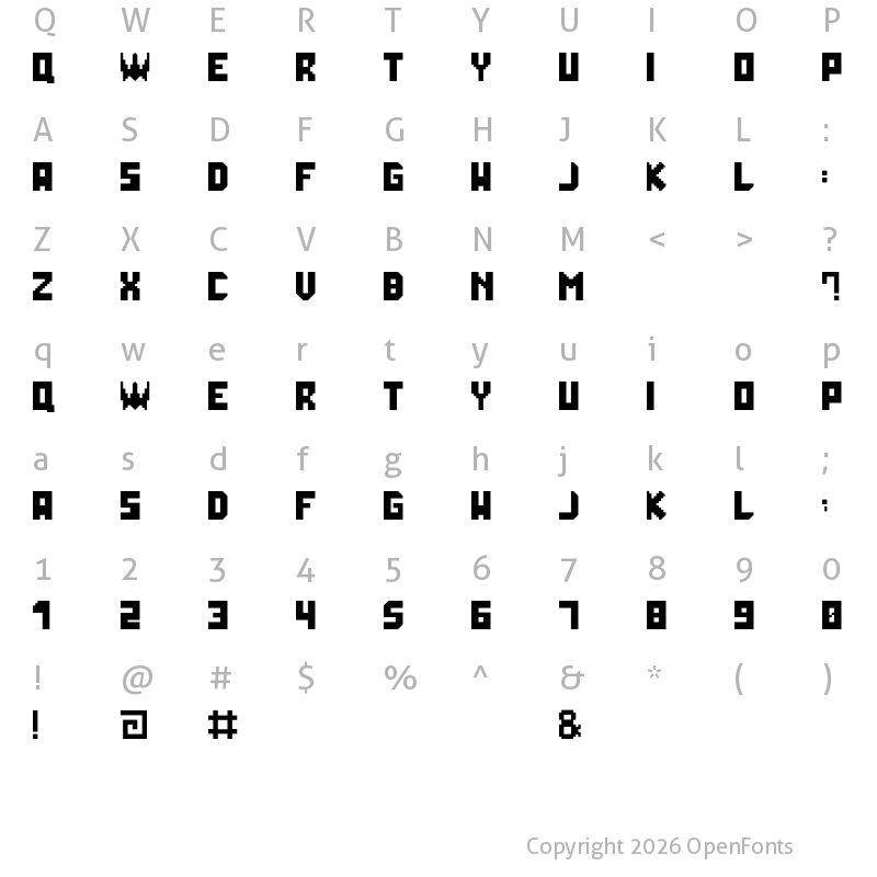 Character Map of GalacticaGrid Regular
