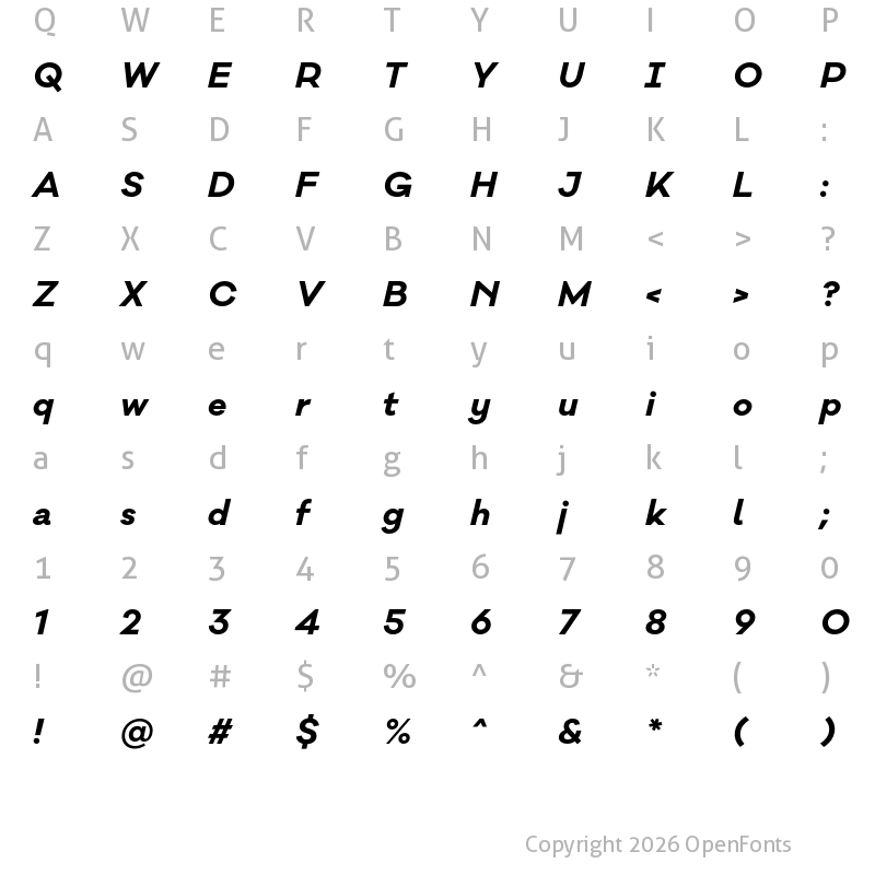 Character Map of Galano Classic Alt Bold Italic