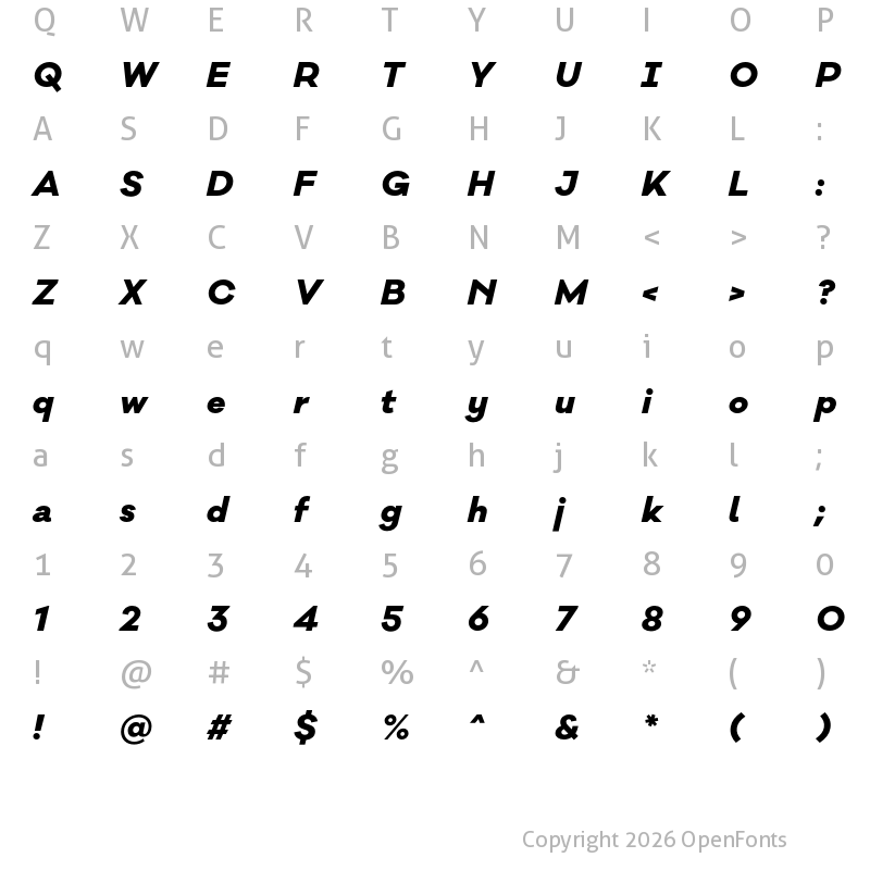 Character Map of Galano Classic Alt ExtraBold Italic