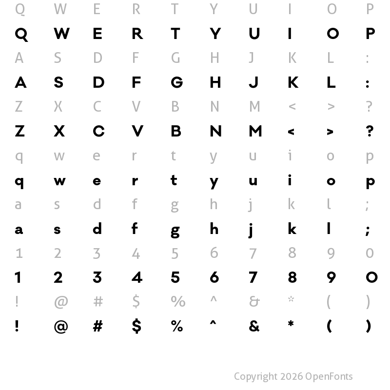 Character Map of Galano Classic Bold