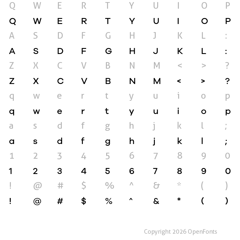 Character Map of Galano Grotesque Medium
