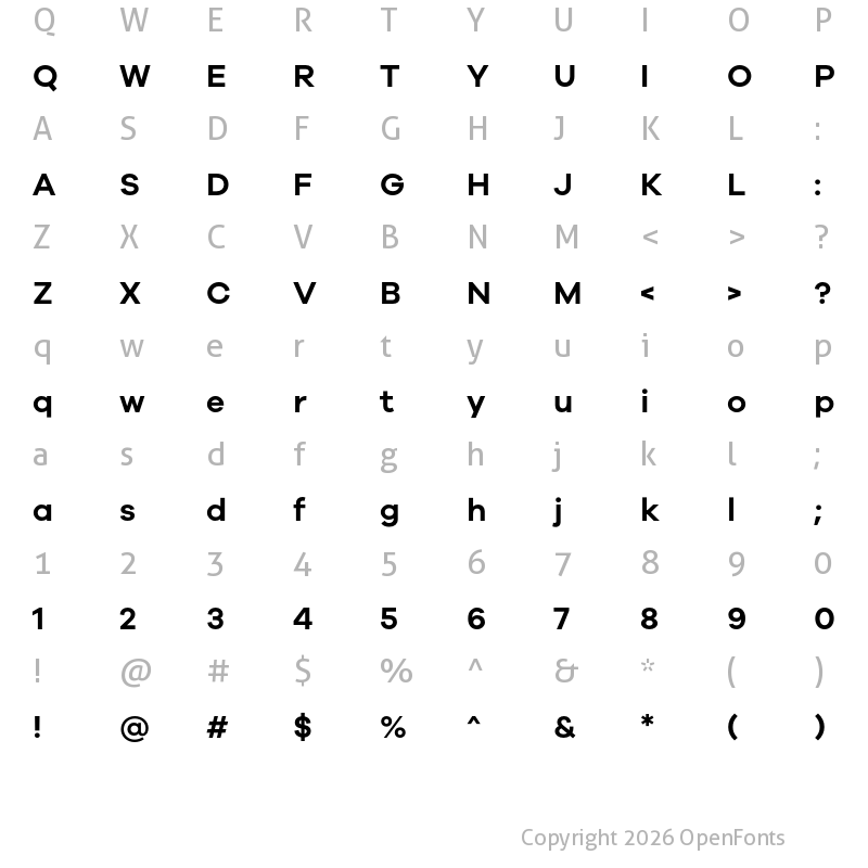 Character Map of Galano Grotesque SemiBold