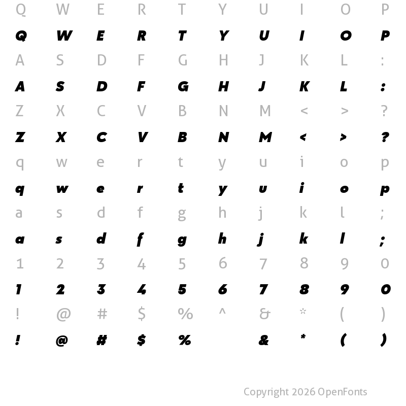 Character Map of Galatea Black Italic