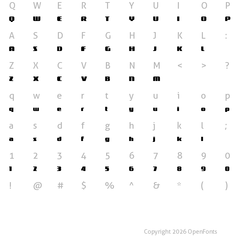 Character Map of Galaxus Regular
