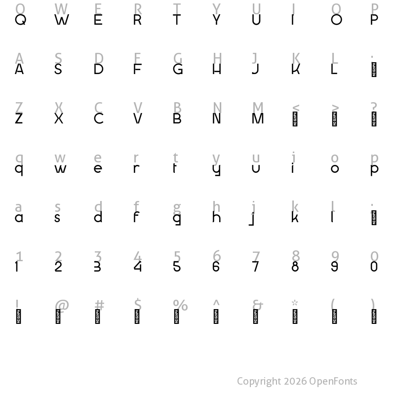 Character Map of Galberta Personal Use Regular